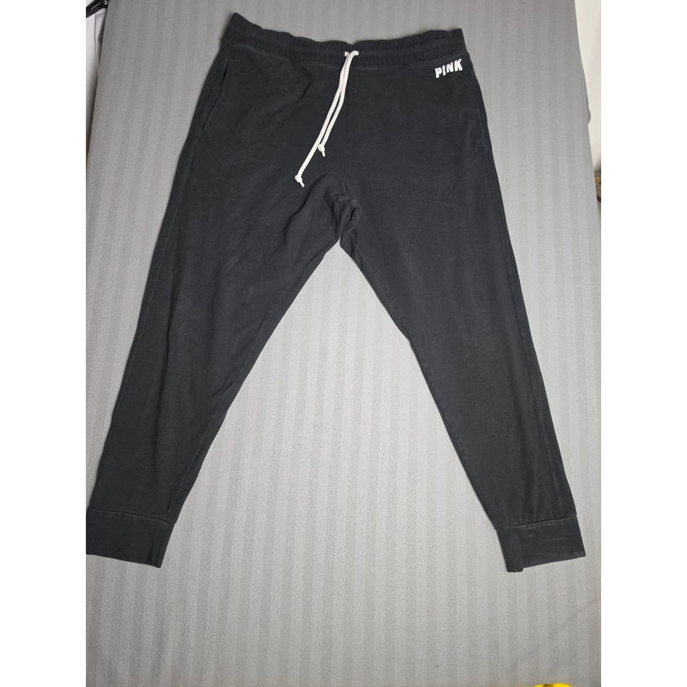Pink Victoria's Secret Black Joggers Cotton Blend Sweatpants XXL